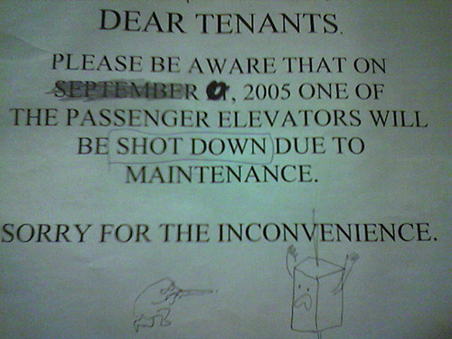 Funny Signs Found In, Around and About Elevators