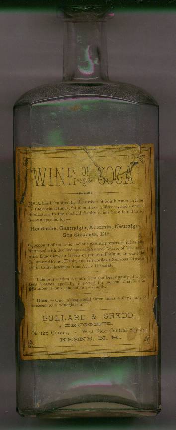 Wines with cocaine were by all standards not uncommon. It was recommended for health reasons - a glass after each meal, and for the children, just a half glass of course.