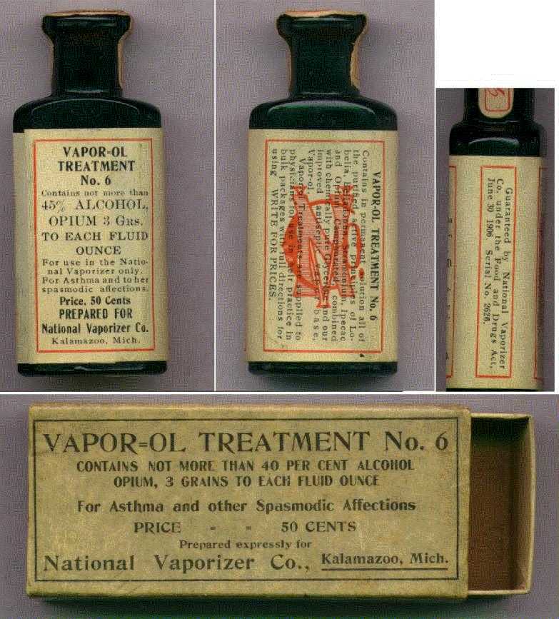 National Vaporizer Vapor-OL (opium) Treatment no. 6 for asthma 