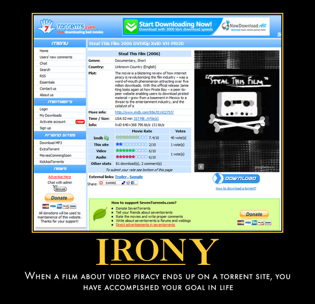 A film about video piracy is pirated lol