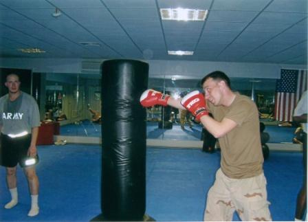 Amature Boxer.  Learning to fight in Iraq.