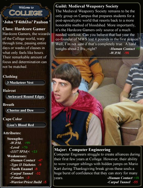 If College Had A Character Creation System
