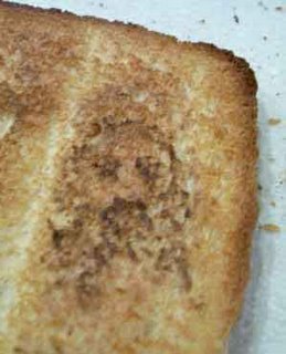The seller of the product in the picture below had accidentally burnt his toast in a toaster. Before throwing the piece of toast away, he suddenly noticed the face of Jesus on his toast as if by some type of miracle. He put the odd piece of toast up for auction with the starting bid of $.99, although this piece of toast never ended up selling.
