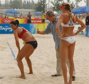George Bush caught checking out the American volleyball girls! HAHA!