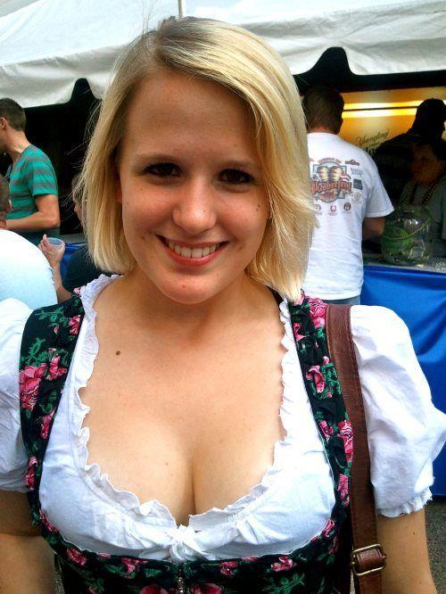 Hot girl with cleavage at Oktoberfest