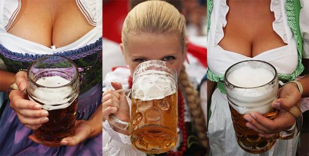 Hot girl at Oktoberfest with cleavage