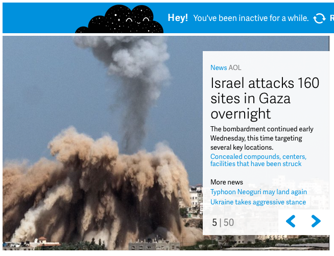 weird alignment of disaster in Gaza and happy cloud