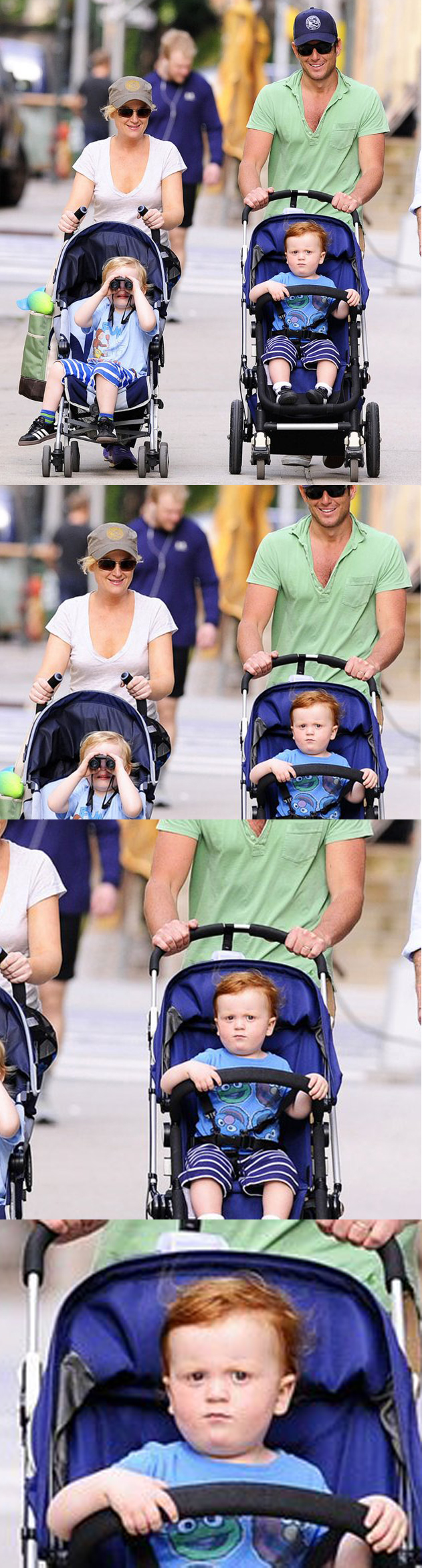 Amy Poehler and Will Arnett out for a stroll with their children...