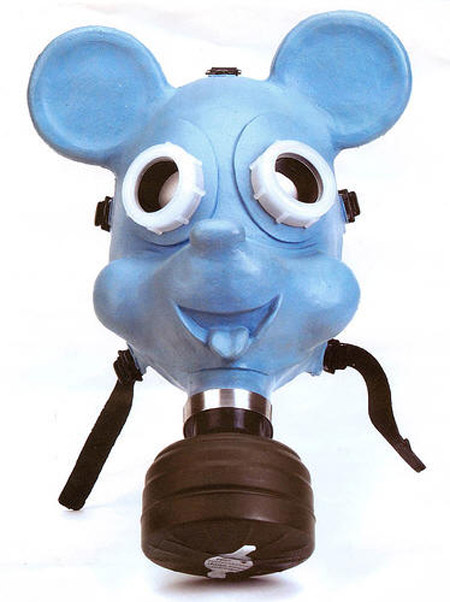 It’s important to keep kids feeling comfortable and happy, even when they need to watch out for poisonous gas clouds -or at least, that must be the theory behind this Mickey Mouse gas mask sold in WWII. Paranoia and consumerism sure make for an interesting combination.