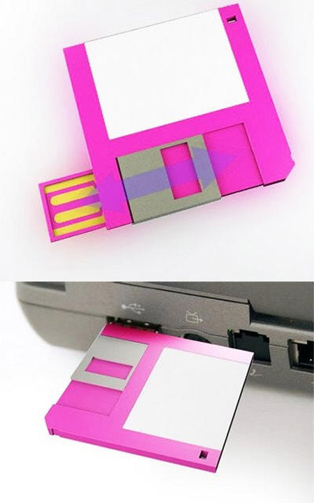Still remember what a 3.5-inch Floppy disk is? Here is a USB flash drive in the shape of a 3.5-inch Floppy. Source