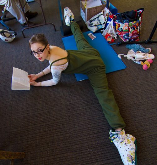 ballerina stretching reading