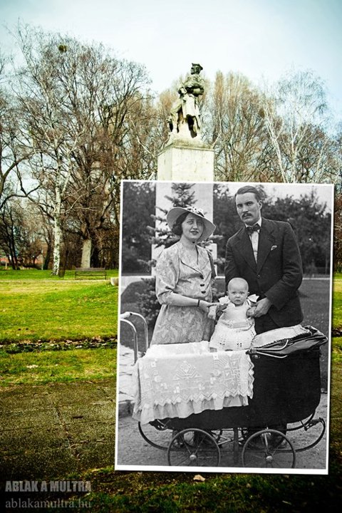 The baby in the inset picture, taken in 1944, may have been a grandparent by the time the other photo was taken in 2013.
