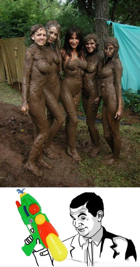 hot mud covered chicks