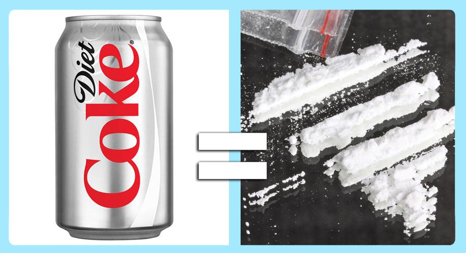 Diet Coke  Cocaine. Diet Coke is usually the preferred party soda of rich people, who like to think it's safer for them than Coca-cola. In reality Diet Coke and regular coke are basically the same thing, one just has slightly different ingredients and a higher-class reputation.