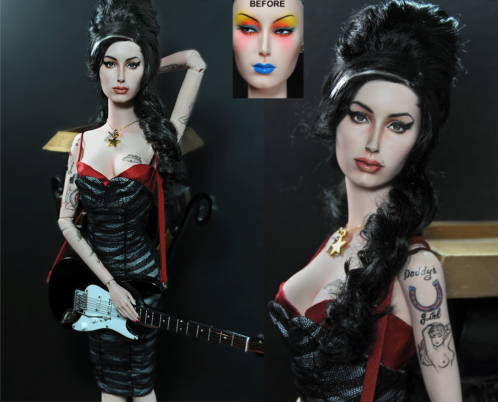 Sybarite doll repainted as Amy Winehouse