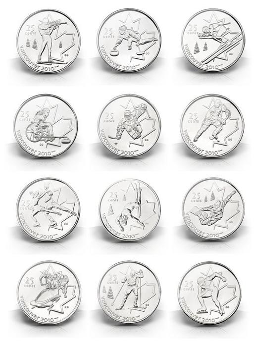 2010 Vancouver Olympics coins. lol at Sidney Crosby scoring in OT, beating the USA 3-2 in men's hockey.