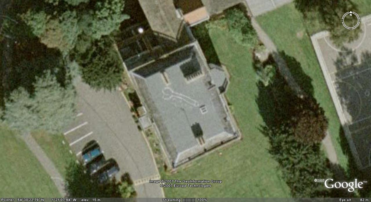 As a leaving school prank some sixthformers painted a giant penis on the roof of my school, the penis can be seen from space on google earth. The school is yarm school in the north east of england if you want to check it out.