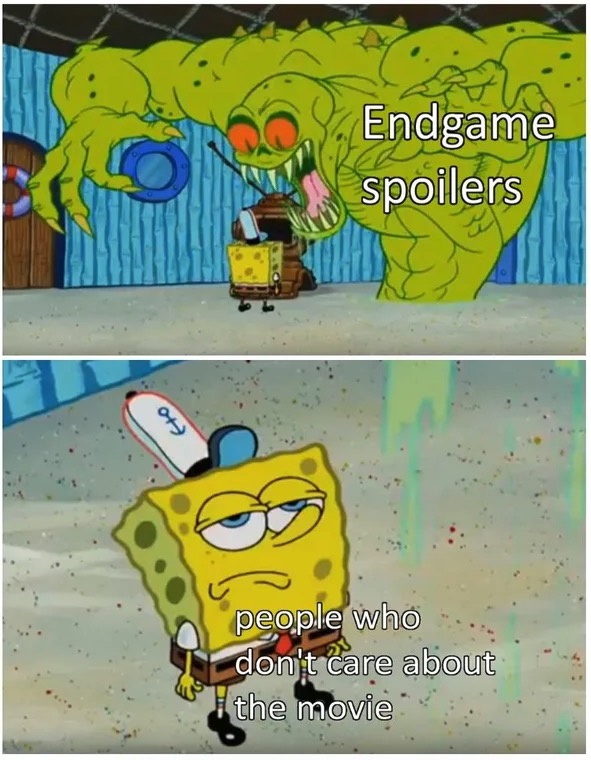 endgame spoilers meme - Endgame spoilers people who don't care about Tthe movie