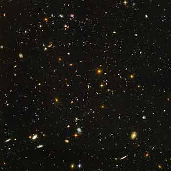 Hubble Ultra Deep Field view, a shot of what first appeared to be a black void turned out to contain over 10,000 individual galaxies.