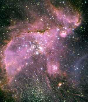 Young stars sculpt gas with powerful outflows in the small magellanic cloud.