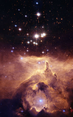 Stars peering above a beautiful nebula!