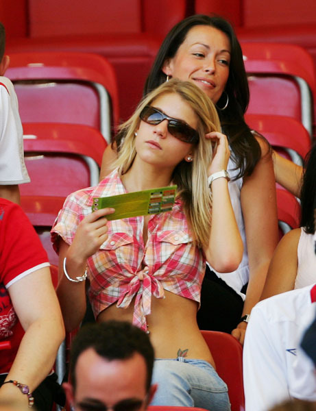 England's Arsenal footballer Theo Walcott's girlfriend Melanie Slade.