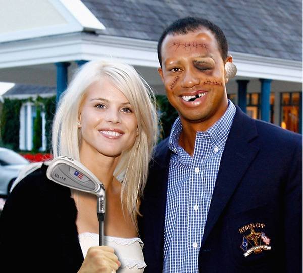 First shot of Tiger Woods and his loving wife...