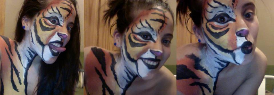 hot face painted tiger girl