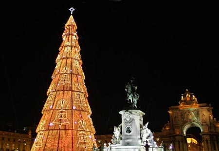 The largest Christmas tree in Europe (more than 230 feet tall) can be found in Lisbon, Portugal. Thousands of lights adorn the tree, adding to the special enchantment of the city during the holiday season. 