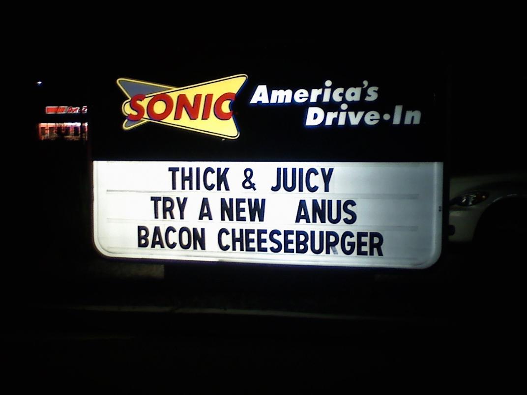 A funny sign we saw on our way home from McDonald's on a Friday night.
