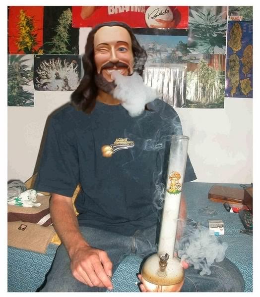 a pic of jesus christ smoking a bong in college