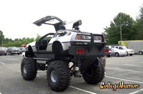 back to the future car made into a monster truck