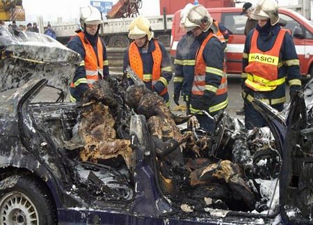 Multiple Passanger Car catches fire
