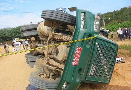 Construction truck accident smashes man