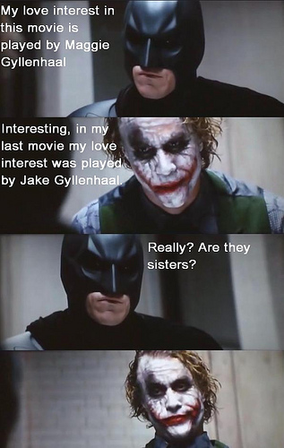 funny pic from scenes of the dark knight movie with batman and the joker