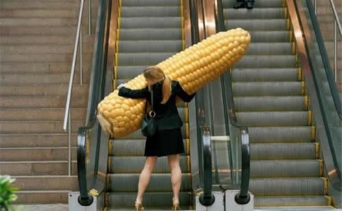 lady with hudge corn