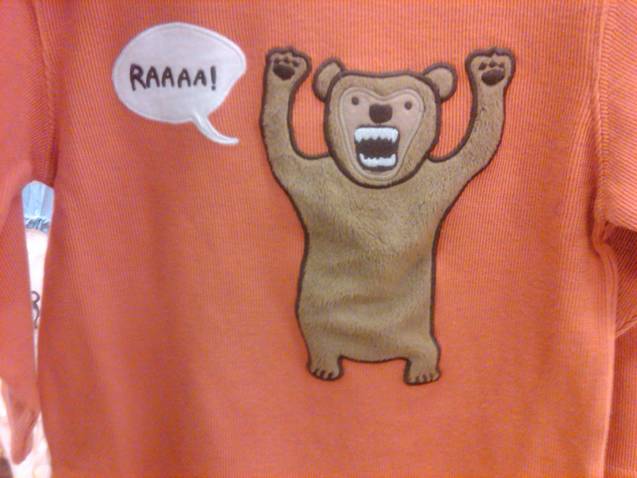 Bear shirt with short legs and a speech problem