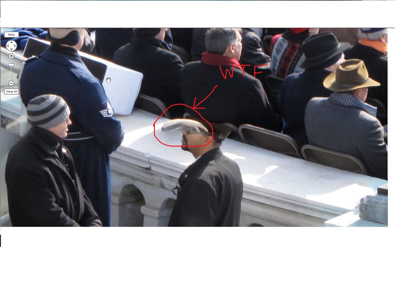 i was looking at a picture of Obama's inauguration and i found something weird. Don't know what  it is but its weird