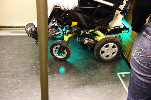 Neon-lit wheelchair