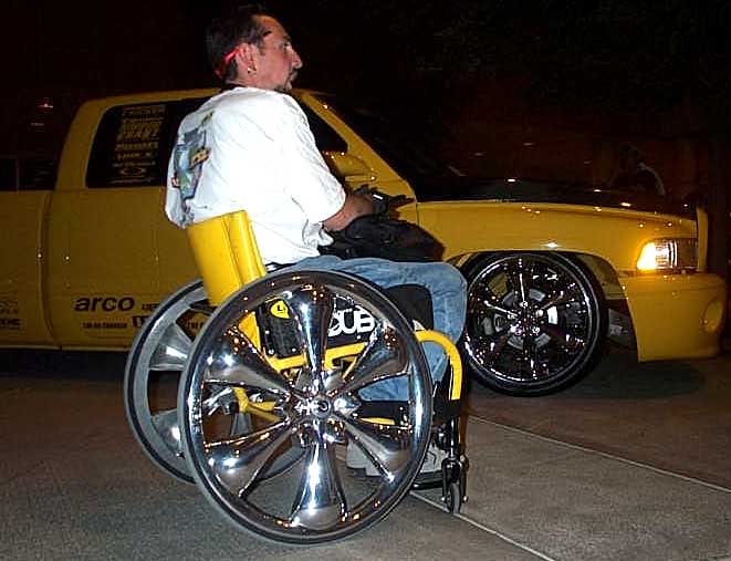 wheelchair with some serious rims.