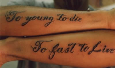 misspelled tattoos - To young to die To fast to Litu