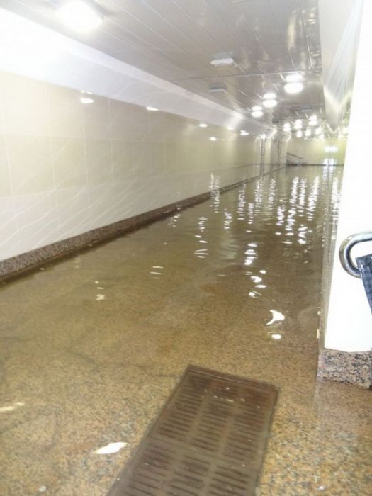 Don't have a swimming pool in your hotel? Don't worry, just go to the flooded underpass.