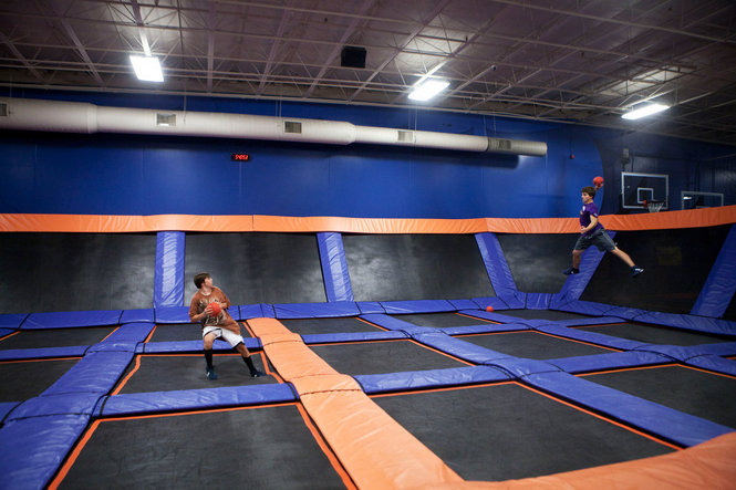 Play some dodgeball, volleyball, or basketball at a trampoline park.