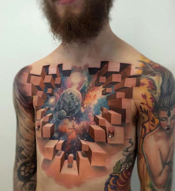 universe tattoo chest