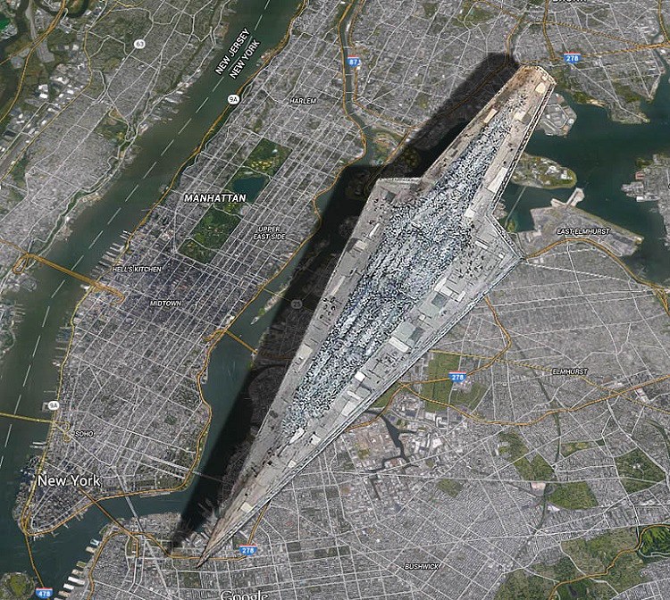 Scale of the Super Star Destroyer next to Manhattan
