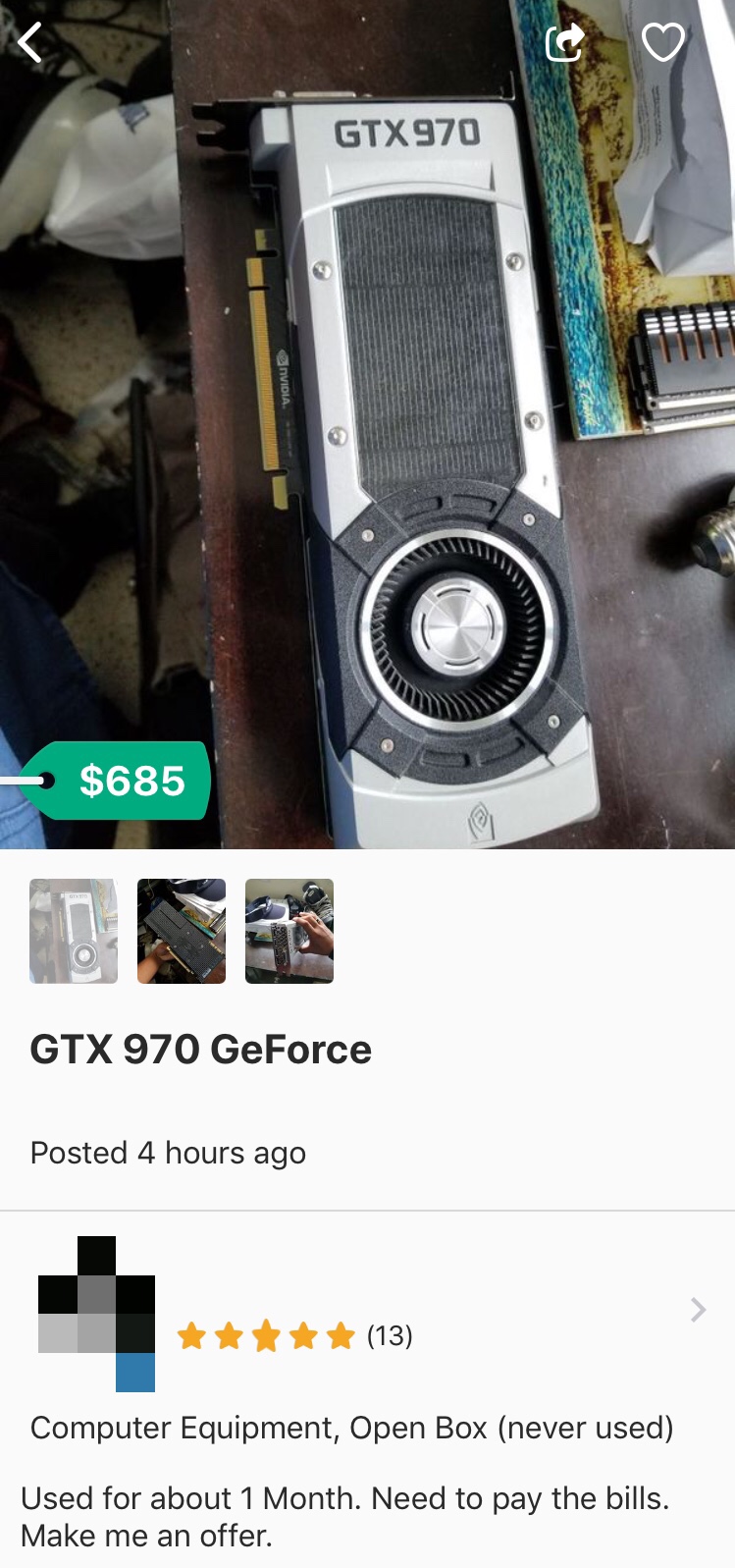 Why buy a new one for $500-$600 when you can get a used one for $685