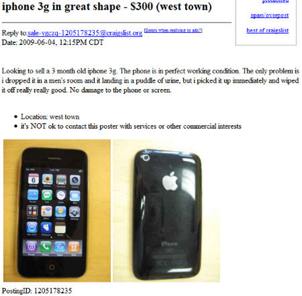 Who wants my piss-soaked iPhone?