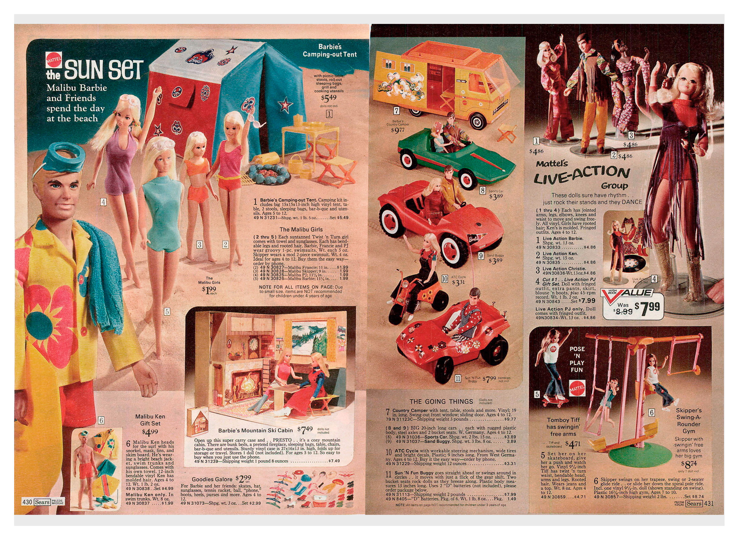 sears christmas catalog 1972 - Cansingout Tent the Sun Set Malibu Barbie and Friends spend the day at the beach Mattels LiveAction Group Alue B. $799 Teging Things