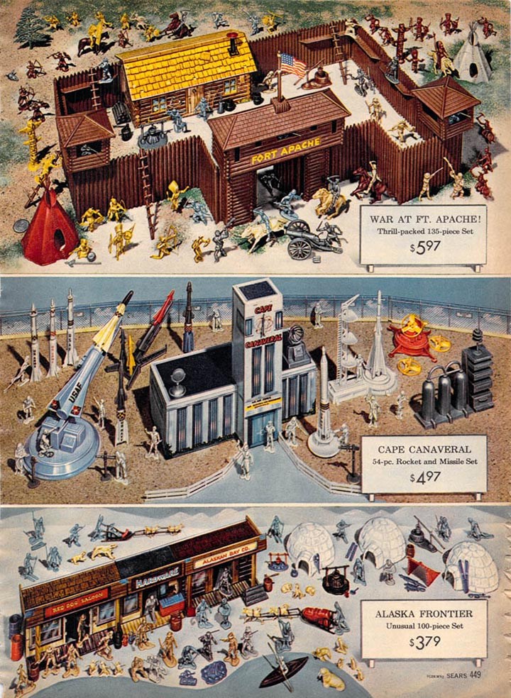 sears toy catalog - 539 Fort Apache War At Ft. Apache! Thrillpacked 135.piece Set $597 Pa BLADER233 Usaf Cape Canaveral 54pc. Rocket and Missile Set $497 Bere Bas Alaska Frontier Unusual 100piece Set $379 Sears 449
