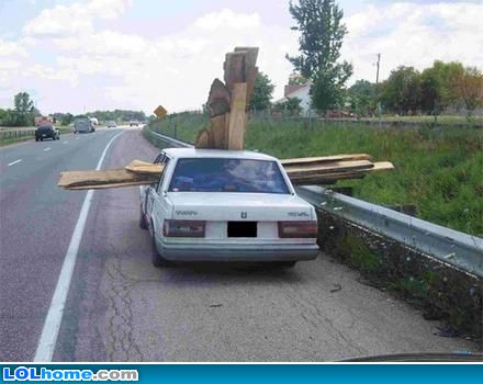 car filled with wood